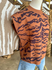 Camel Fierce & Fabulous Tiger Stripe Sweater