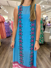 Blue Coastal Garden Maxi Dress