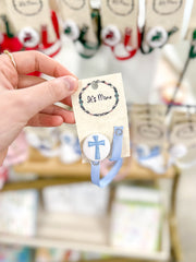 Blue Cross Embroidered Paci Clip