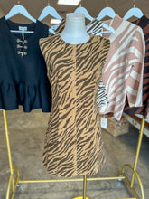 Brown Wild Stripes Shift Style Mini Dress