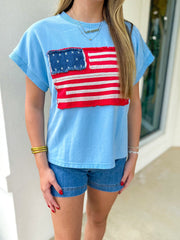 Blue Vintage Glory Flag Top