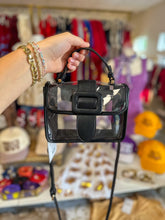 Black Chic Flapover Clear Stadium Crossbody Bag