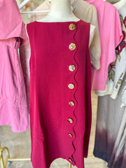 Burgundy Oh So Lovely Scallop Button Mini Dress