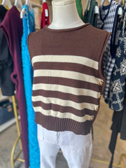 Brown Uptown Stripe Sweater Tank