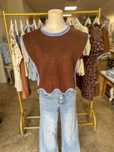 Brown and Blue Classic Contrast Sweater Top