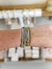 Blue Everyday Gold Stack Bracelet Set