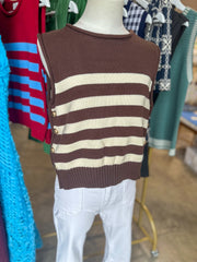 Brown Uptown Stripe Sweater Tank