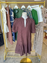 Brown Evelyn Eyelet Mini Dress