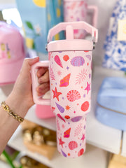 Beach Seashells Pink Tumbler