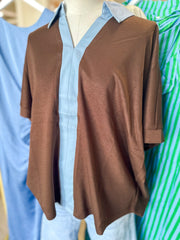 Brown Windsor Contrast Collared Top
