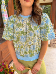 Blue Skies & Bloom Puff Sleeve Top