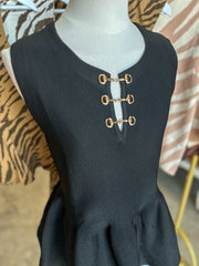 Black Gold Link Elegance Peplum Top