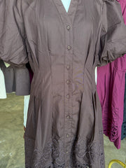 Brown Millie Cutwork Mini Dress