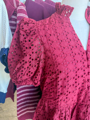 Burgundy Eloise Eyelet Peplum Top