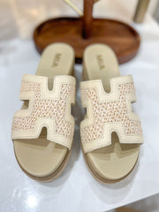 Bone Raffia Caleena Platform Sandal
