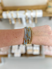 Blue Everyday Gold Stack Bracelet Set