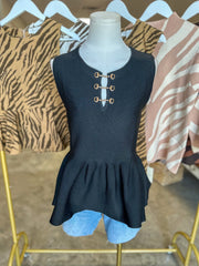 Black Gold Link Elegance Peplum Top