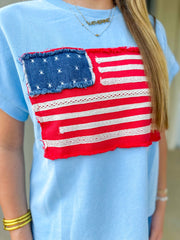 Blue Vintage Glory Flag Top