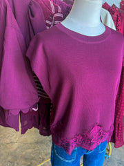 Burgundy Pretty Little Lace Top