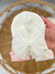 Baby Girl White Hat W/ White Chiffon Bow