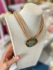 Calia Gold Pendant Cord Necklace Natural - Caroline Hill Jewelry
