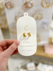 April Rock Crystal Birthstone Hoop Earrings