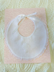 Baby Bib W/ Lace & Cross