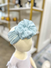 Baby Blue Frilly Frou Ruffle Headband Bow