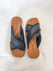 Black Caliso Criss Cross Raffia Sandal - Pierre Dumas