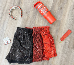 Black Get Glam High Waisted Sequin Shorts
