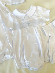 Blue Blessed Smocked Bubble- Magnolia Baby