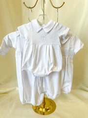 Blue Blessed Smocked Bubble- Magnolia Baby