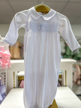 Blue Blessed Smocked Collared Long Sleeve Gown