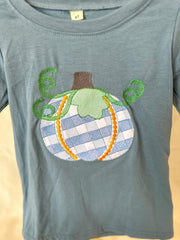 Blue Plaid Pumpkin Baby Boy Shirt