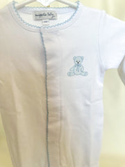 Blue Trim My Teddy Footie- Magnolia Baby