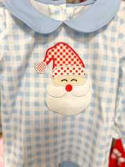 Boys Blue Plaid Santa's In Town Set