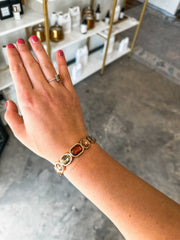 Brown & Clear Crystal Gold Stretch Bracelets