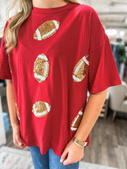 Burgundy Dazzling Football Top