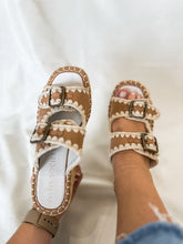 Camel Rae Embroidered Espadrille Double Buckle Wedge - OASIS SOCIETY