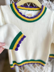 Children's Mardi Gras Layered Trim Sweater