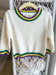 Children's Mardi Gras Layered Trim Sweater