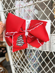 Christmas Tree Cake Embroidered Headband Bow
