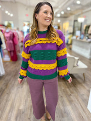Clara Taro Purple Five Button Wide Leg Jeans
