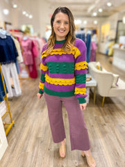 Clara Taro Purple Five Button Wide Leg Jeans