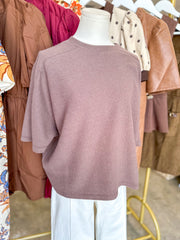 Brown Cloudy Knit 3/4 Sleeve Top