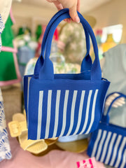 Blue Striped Structure Mini Tote