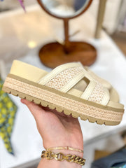 Bone Raffia Caleena Platform Sandal