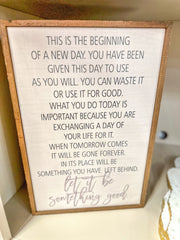12x18 This is The Beginning Of A New Day Rustic Sign