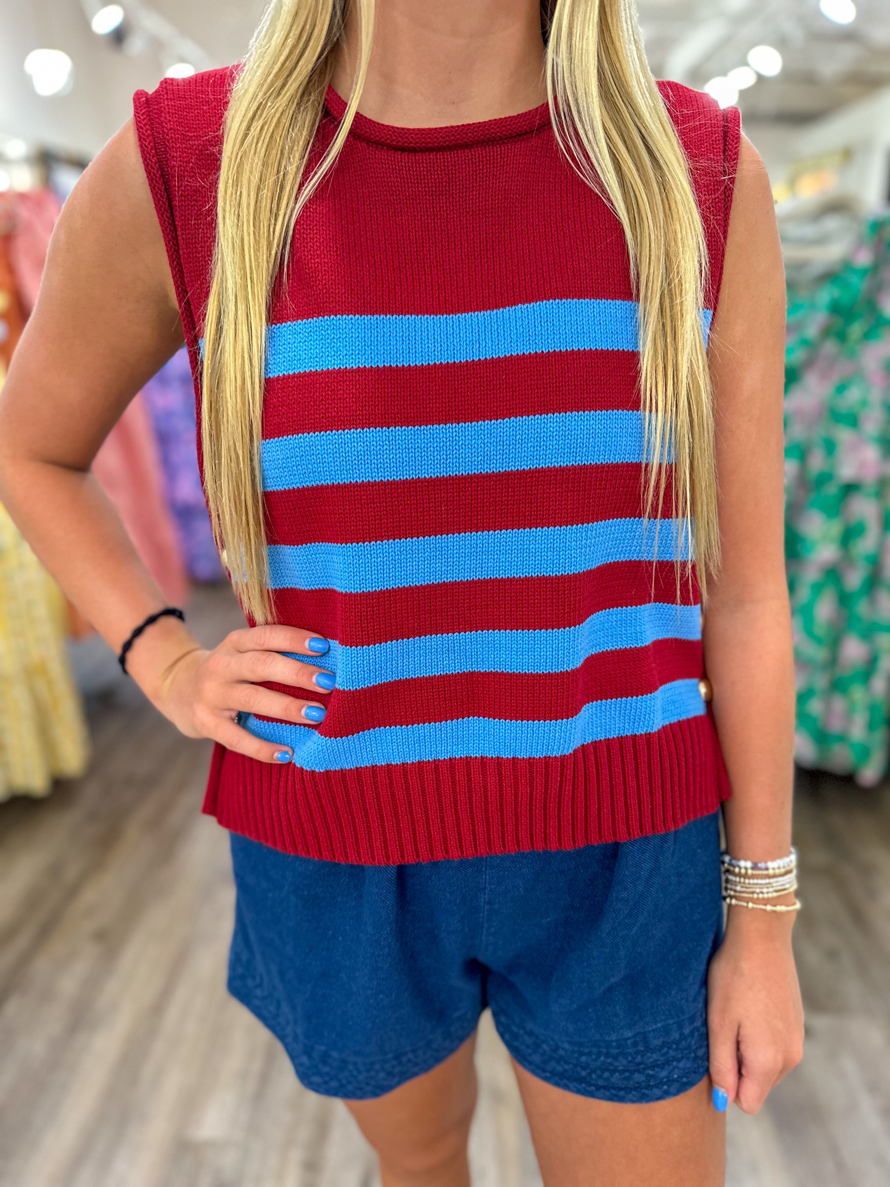 Burgundy Uptown Stripe Sweater Tank