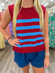 Burgundy Uptown Stripe Sweater Tank